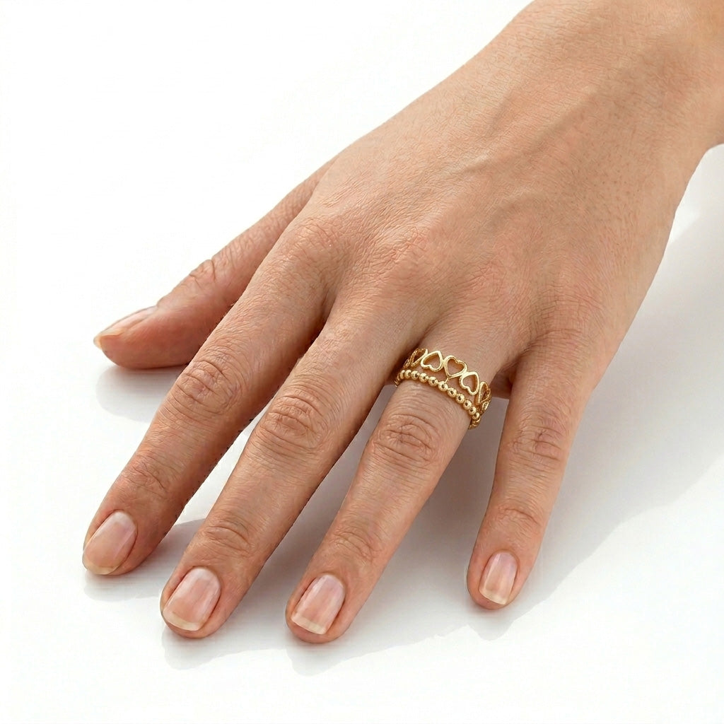 Golden Heart Harmony Ring