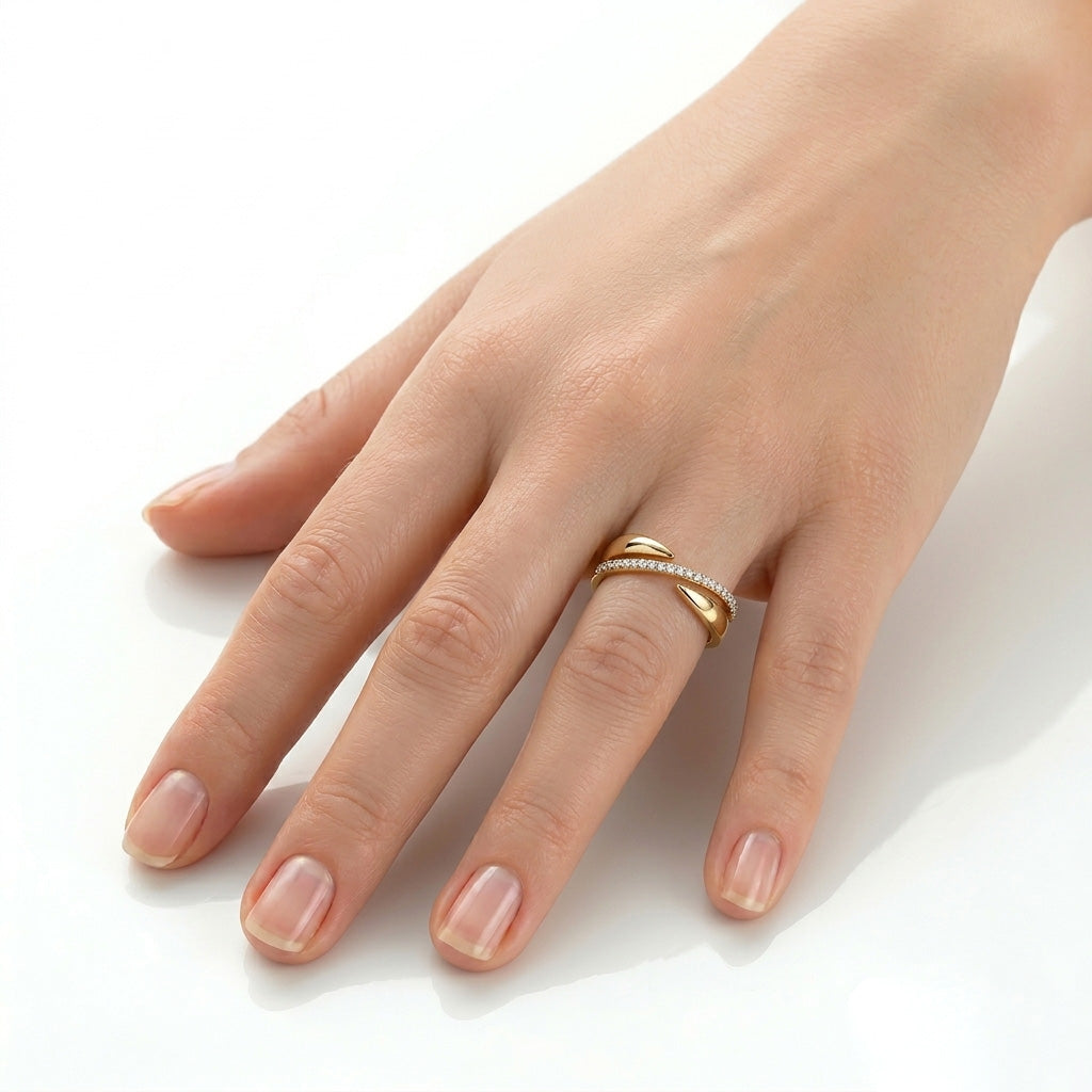 Diamond Bypass Petal Ring