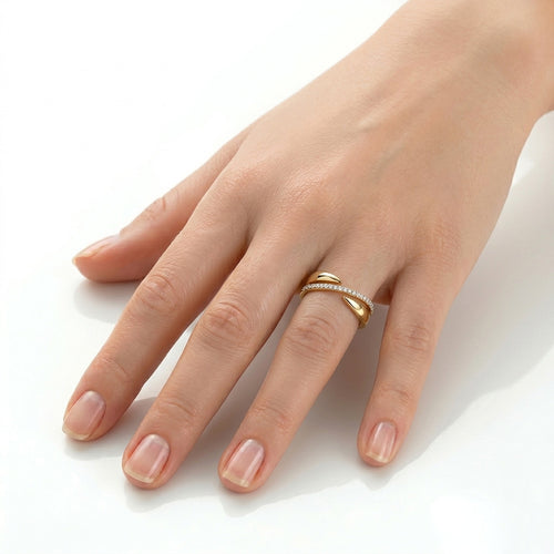 Diamond Bypass Petal Ring