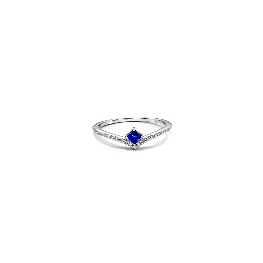 Sapphire Princess Chevron Ring