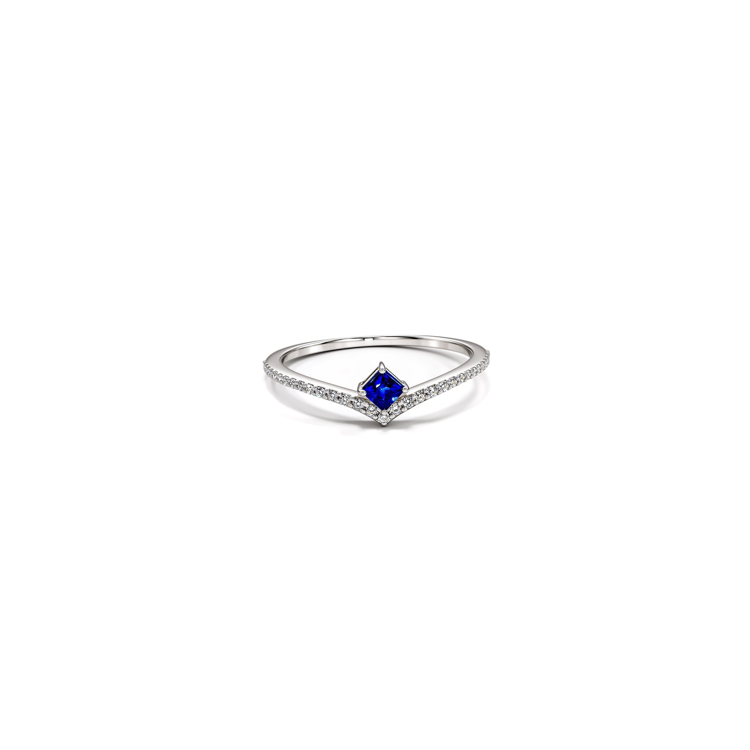 Sapphire Princess Chevron Ring