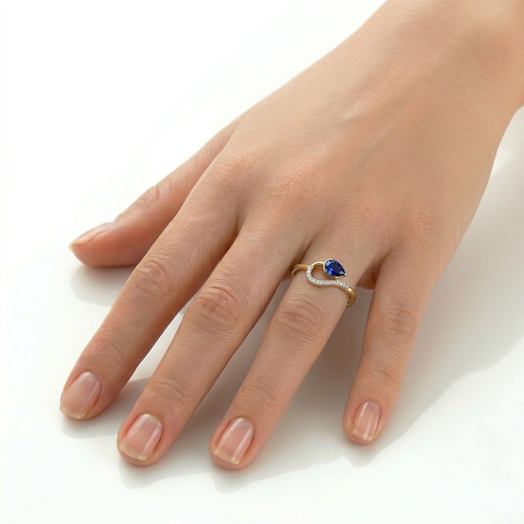Pear Sapphire Swirl Ring