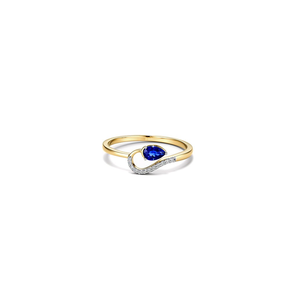 Pear Sapphire Swirl Ring
