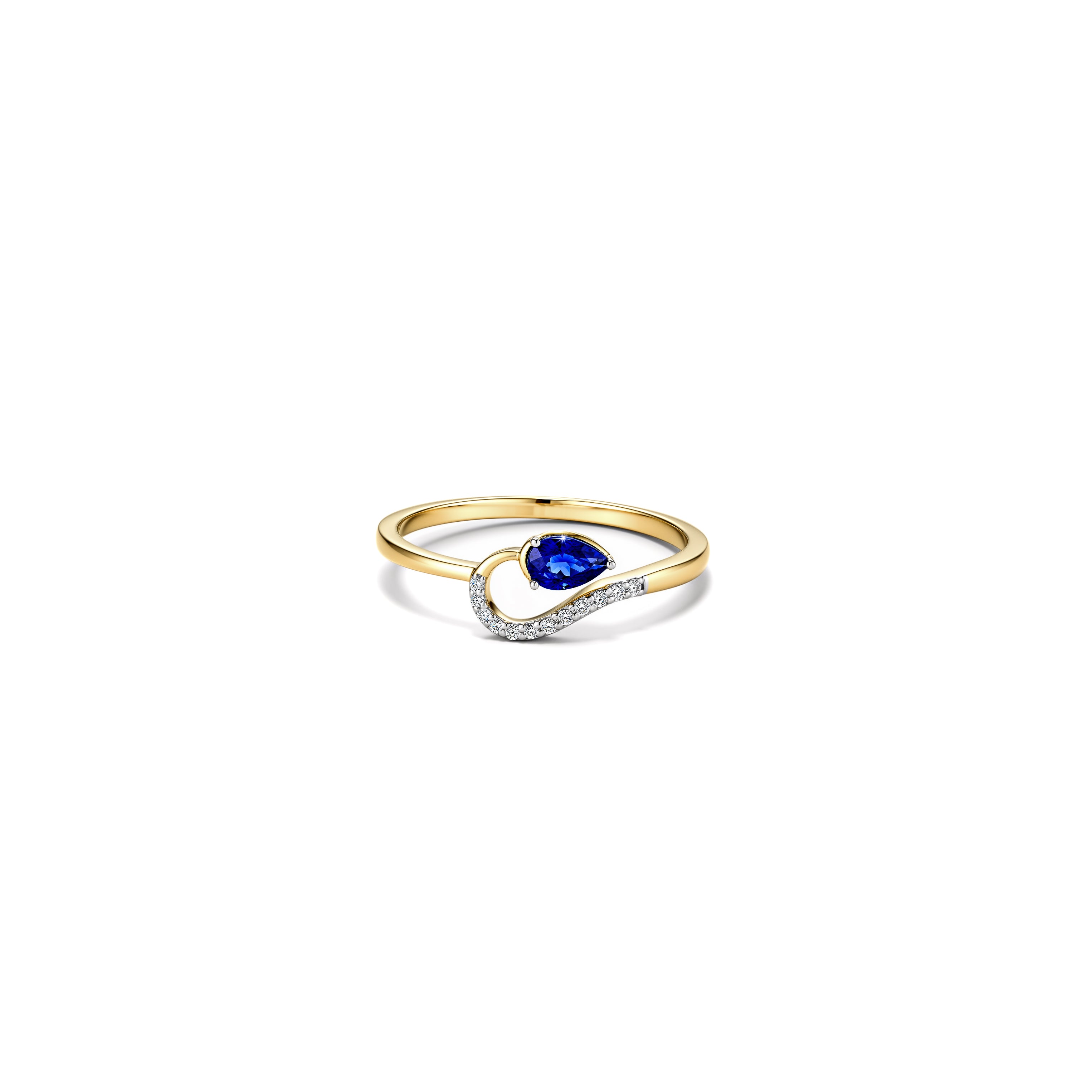 Pear Sapphire Swirl Ring