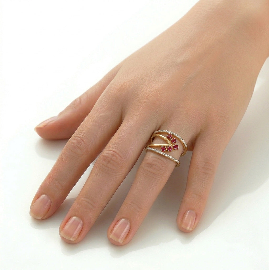 Ruby Arrow Multi-Band Ring