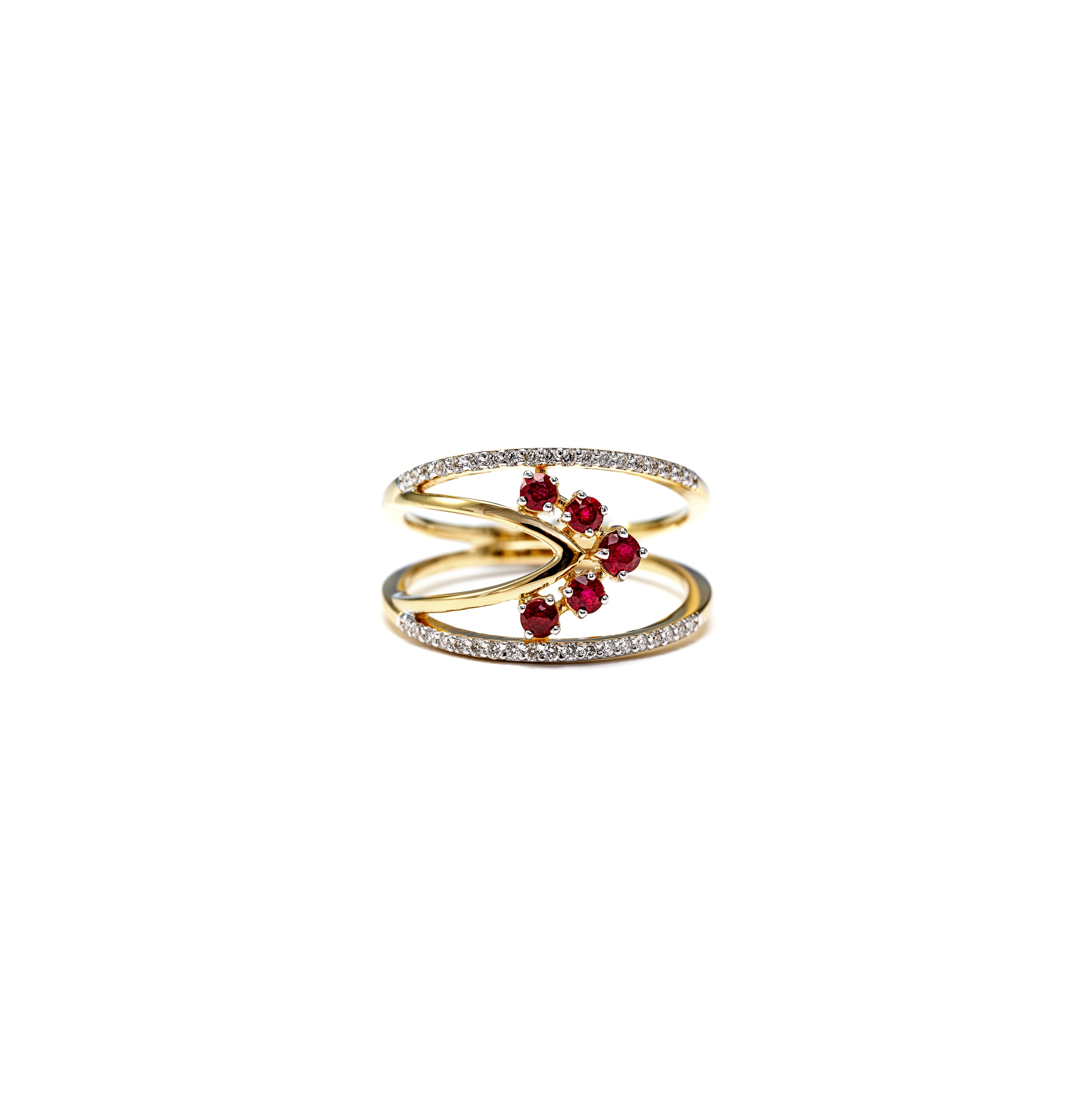 Ruby Arrow Multi-Band Ring