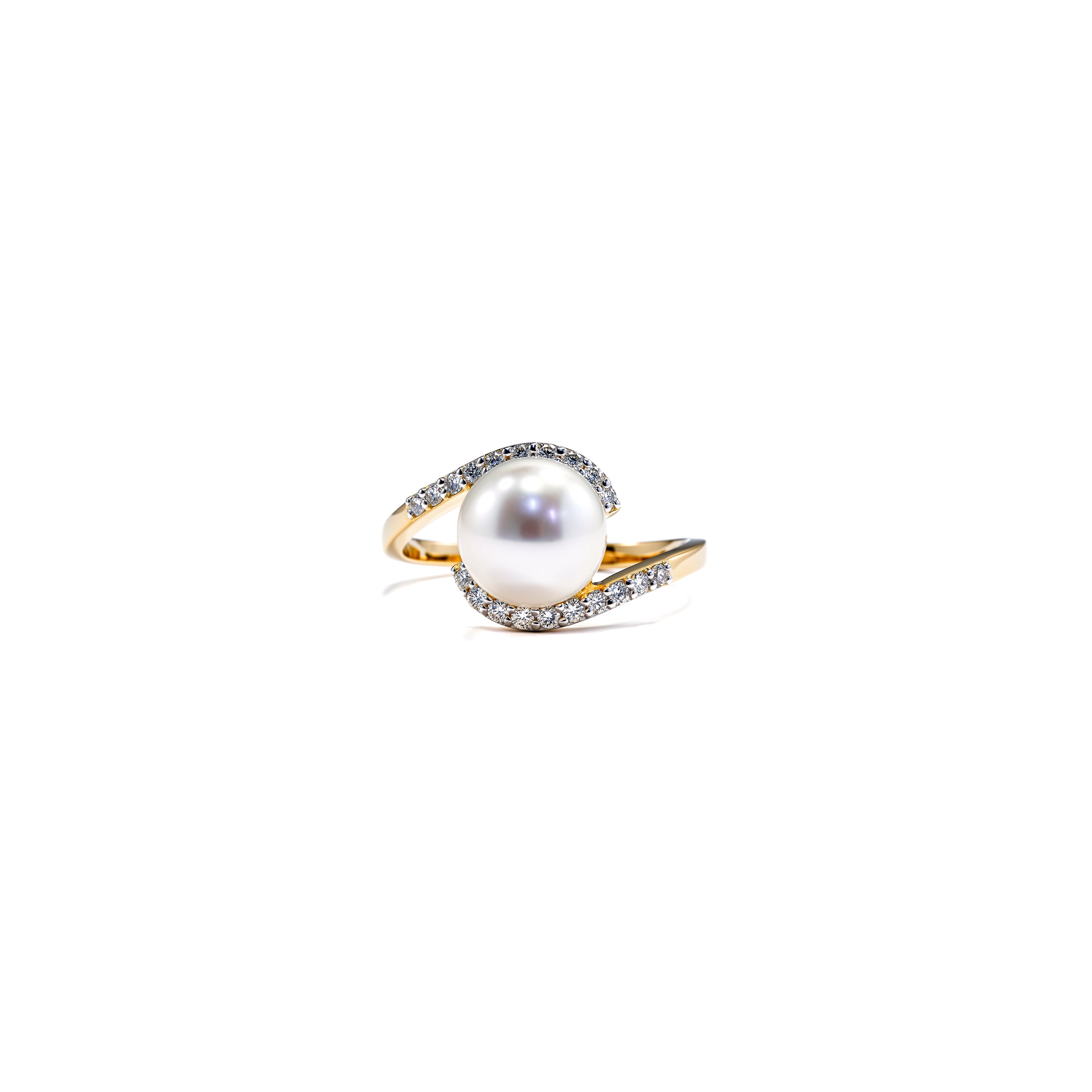 Pearl & Diamond Bypass Swirl Ring