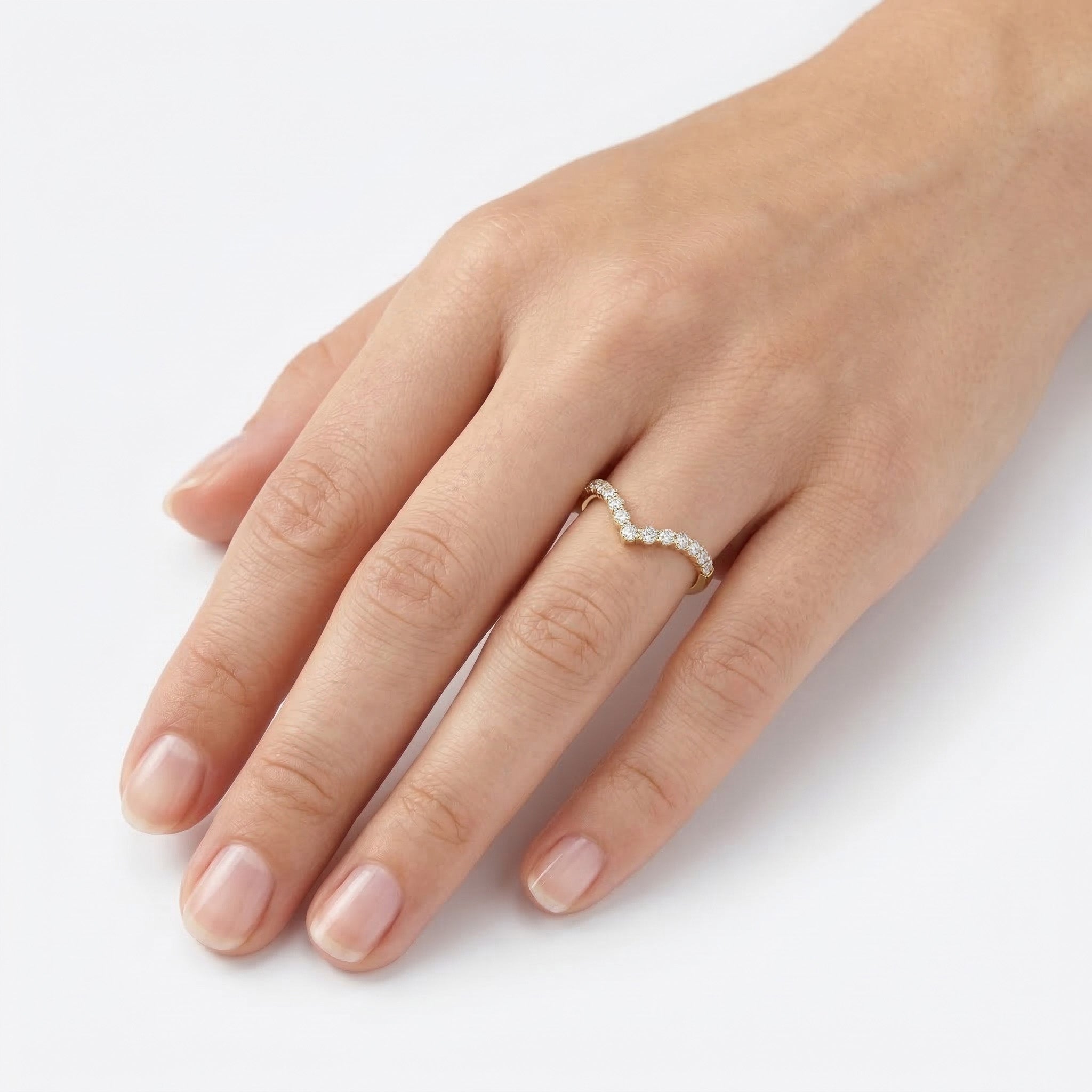 Diamond Chevron Wishbone Ring